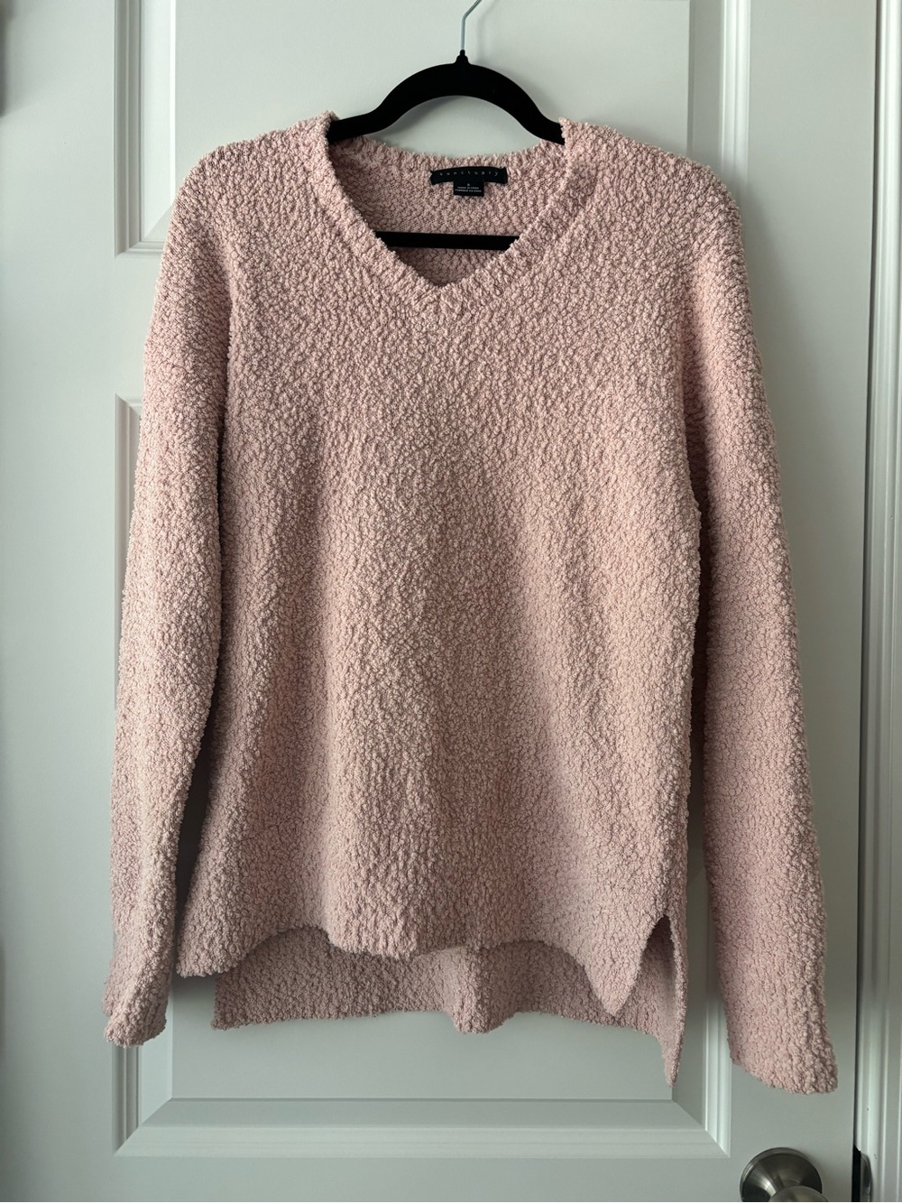Sanctuary Blush Pink Textured V-Neck Teddy Sweater Size S